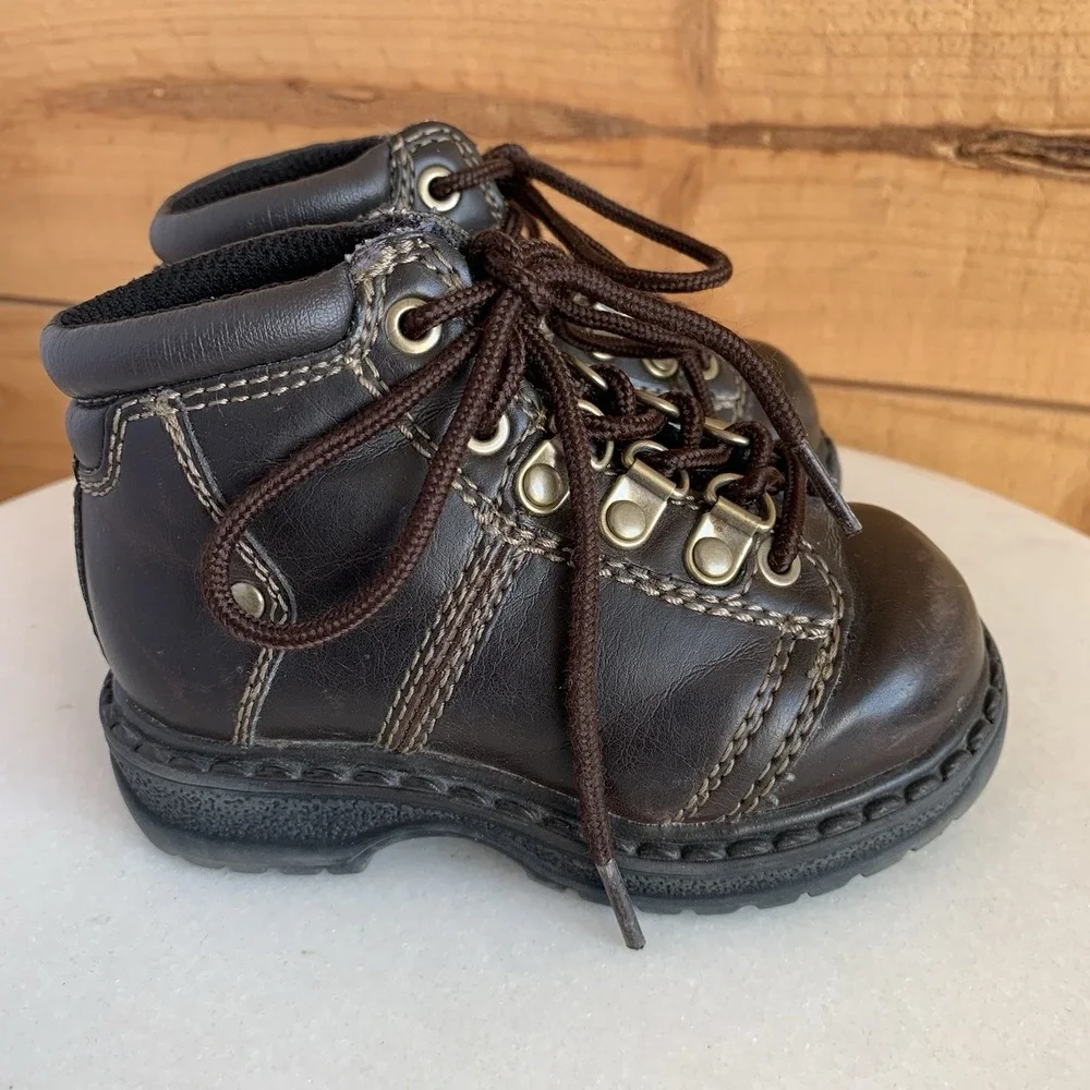 VTG Y2K 90's Chunky Toddler‎ Boots Sneakers Size 5 Kids Brown TKS Grunge